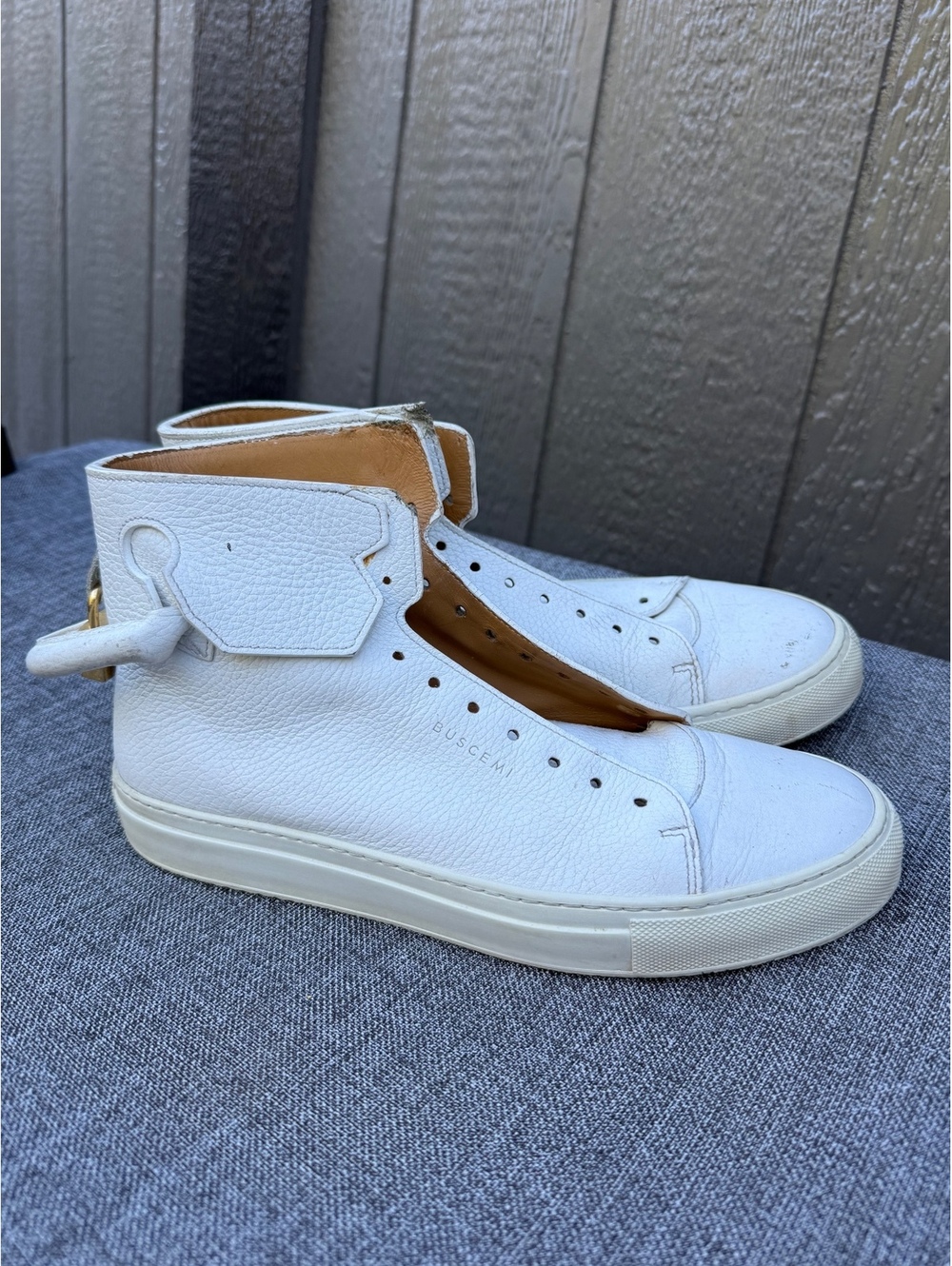Buscemi White Leather High-Top Sneakers Size 41